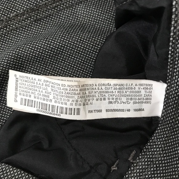 ZARA  Gray Black Textured Slim Pants - Picture 5 of 7